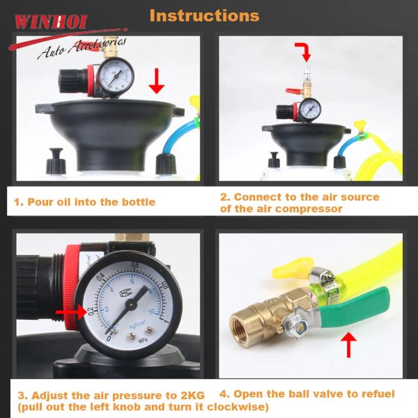 Senture de voiture de voiture à 5L pour le liquide de frein pour le liquide de frein pour le liquide de frein Réservoir Changement d'huile Séquence de la section de la pompe à huile