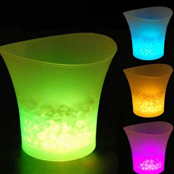 5L LED étanche à couleur changeante en plastique seau à glace Bars boîtes de nuit lumière LED Up Champagne seau à bière Bars fête