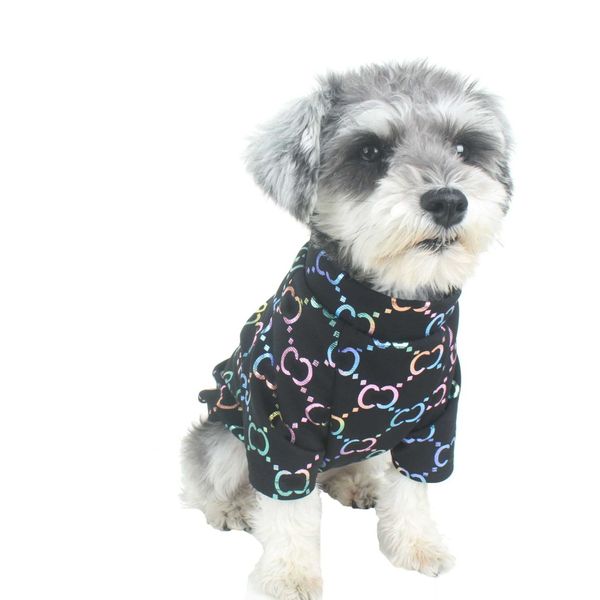 5L2R Vêtements pour chiens Marque tendance Vêtements pour chiens de compagnie Automne et hiver Chemise de base colorée à chaud Fadou Schnauzer Teddy Petit T-shirt de taille moyenne Casual