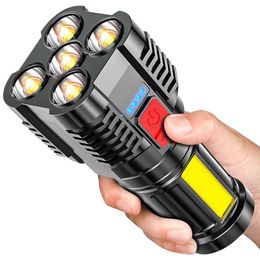 5Led pour un usage domestique, lumières latérales Cob portables et multifonctions, chargement USB, Mini lampe de poche haute lumière 186658