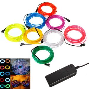 5M 10 Couleurs EL Fil Tube Corde led enseigne au néon Alimenté par Batterie Flexible Neon Light Car Party Décoration De Mariage Avec Contrôleur Navire Libre