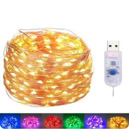 5m / 10m / 20m LED Copper Wire String Lights 8 modes USB Fairy Lights Garland Lamps for Festival Wedding Party Outdoor Christmas D2.0