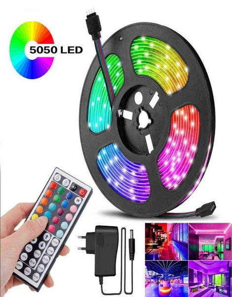 5M 10M 5050 RGB LED Tira de luz SIN cinta de diodo impermeable Cinta LED flexible de 5M con adaptador IR remoto o compatible con Bluetooth W229649651