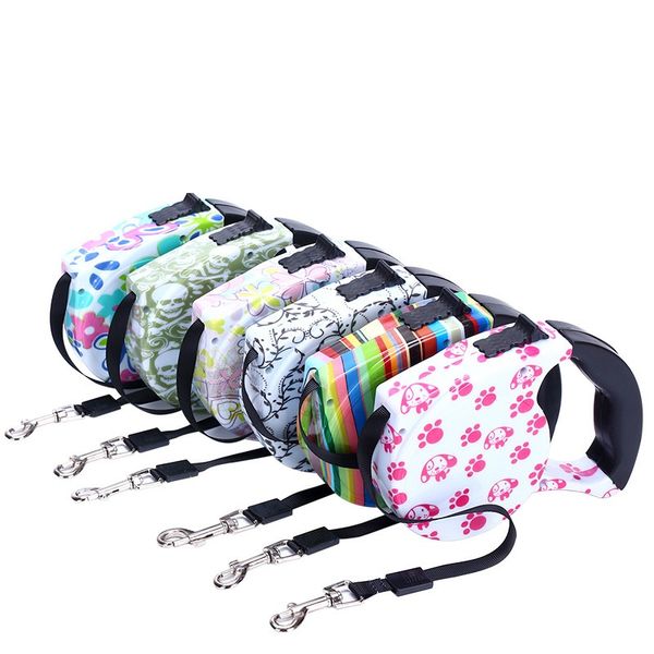 Correas para perros 5m 12 colores Correas para mascotas Correas para caminar retráctiles Cuerda de tracción con bloqueo automático con una sola mano para perros medianos