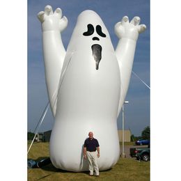 Fantasma inflable blanco gigante de Halloween de 5M y 16,4 pies, personaje soplado al aire libre aterrador para decoración de festivales