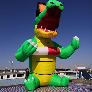 Crocodile gonflable géant sur pied, 5m, 16,4 pieds de haut, modèle pop-up, dessin animé, bébé, pour fête à l'hôtel en turquie