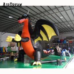 5m 16.4ft Groothandel Hot Selling Scared Black Halloween Mall Decoratie Giant opblaasbare draak met vleugels te koop 001