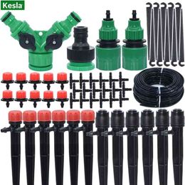 5m-25m Automatische 1/4 '' Micro Drip Irrigation Garden 4 / 7mm slang Watering System Kits Verstelbare Nozzle Dripper 210622