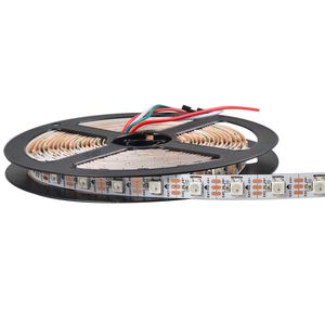 Bande lumineuse LED RVB adressable SK6812, 5 m, 60 LED/m, bande TV de Noël flexible 5050 SMD programmable, entrée DC5 V, PCB blanc, non étanche IP20