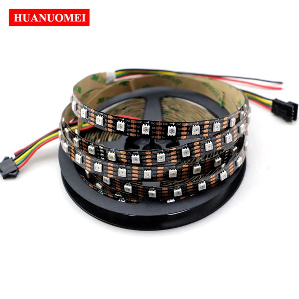 5M 72LEDs/m APA102 LED Strip Light 5V Adressable 5050 SMD RGB Pixel Digital Flexible Tape TV Lamp APA-102C, PCB noir, IP20 non étanche