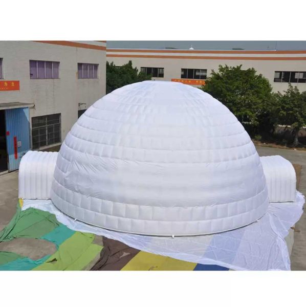 5 m/8 m personalizado blanco 8 m diámetro aire gigante inflable iglú carpa domo iluminación LED con 2 puertas para gran fiesta