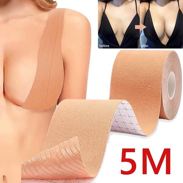 5M Boob Tape Bras pour femmes adhésif Invisible soutien-gorge mamelon Pasties couvre soutiens-gorge Push Up Bralette sans bretelles Pad collant 240318