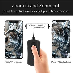 Endoscope de longueur de câble de 5 m pour téléphone, caméra d'inspection de fortune HD 2MP avec 6 lumières LED réglables, (2-en-1) Snake Snake Sew Cam PQ302