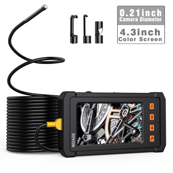 Endoscope industriel de 1,5 m de longueur de câble, caméra endoscope 1080P HD LCD 4,3 pouces, batterie 2800 mAh, inspection portable avec 6 lumières LED et caméra 8 Go PQ305