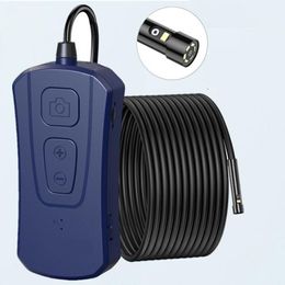 Endoscopio inalámbrico de boroscopio de doble lente WiFI de 5 m de longitud de cable con 7 luces LED ajustables Cámara de inspección Zoomable Snake Cámara dual PQ310