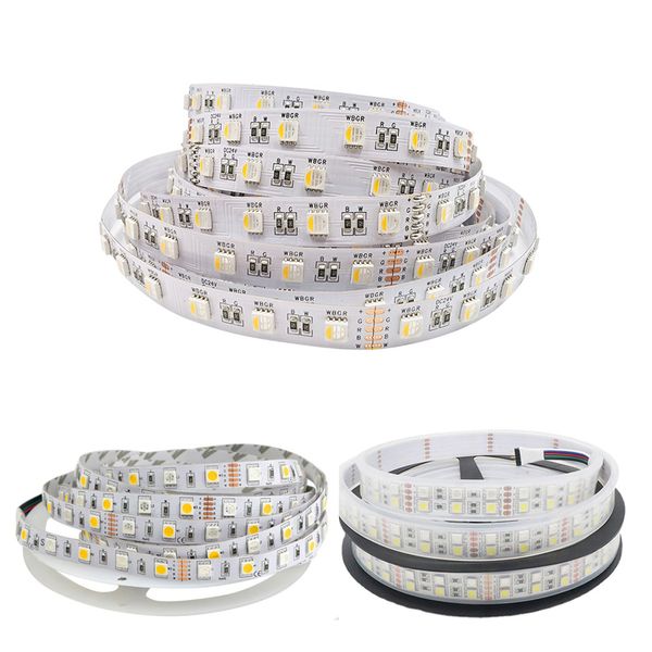 5M Doble Fila 600LEDs SMD 5050 LED Iluminación de Tira Flexible Frío Blanco Frío Exterior IP65 Impermeable DC12V para Dormitorio Cocina Decoración del hogar Crestech