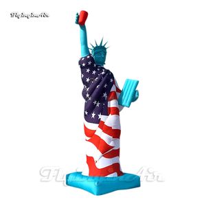 5m Grande Statue Gonflable de La Liberté Réplique Airblown Lady Liberty Modèle Avec Drapeau Américain L'ancienne Gloire Pour Le Défilé