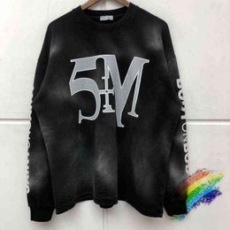 5m letter afdrukken lange mouw sweatshirts mannen vrouwen hoge kwaliteit crewneck mooie gewassen zware stof hoodie t220802