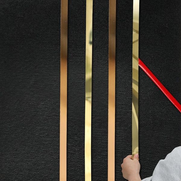 5M Espejo Etiqueta de la pared Línea decorativa de acero inoxidable Oro Plata para el fondo Tira de borde del techo Decoración de la sala de estar 220607