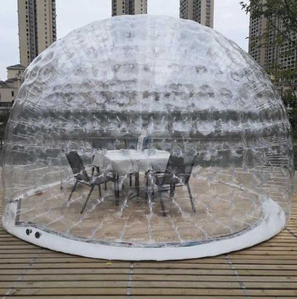 Casa de juegos al aire libre de 5m, tienda de cúpula de burbujas de cristal inflable de PVC, diseño personalizado, casa de campo transparente grande para exteriores para reuniones de camping