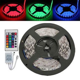 Bande lumineuse LED RGB Flexible, 5M, 3528 SMD, Non étanche, DC 12V, télécommande IR, alimentation 2A, ampoule de scène, fête de noël, 245x