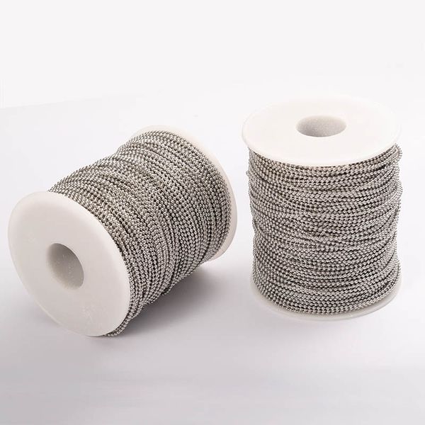 5 m/rollo de cadena de bolas de acero inoxidable a granel 1,5/2/3mm cadena de cuentas para hacer joyería Diy hombres collar cadena llavero conectar hallazgos