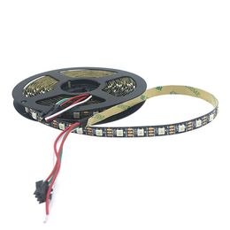 Bande LED polychrome WS2812B, 5M, SMD 5050, 60led/m, DC 5V, PCB noir, RGB, contrôle intelligent des pixels, 60IC/m