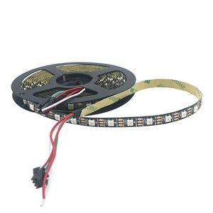 5m SMD 5050 60LED/M Full Color WS2812B LED Strip DC 5V Zwart PCB RGB SMART PIXEL -besturing LED Strip 60ic/M