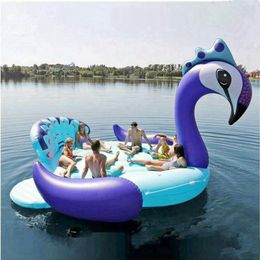 5M Piscina de natación Gigante inflable Unicornio Fiesta Isla de pájaros Barco de unicornio de gran tamaño Flotador de flamenco gigante Isla de flamencos para 6-8 personas R297o