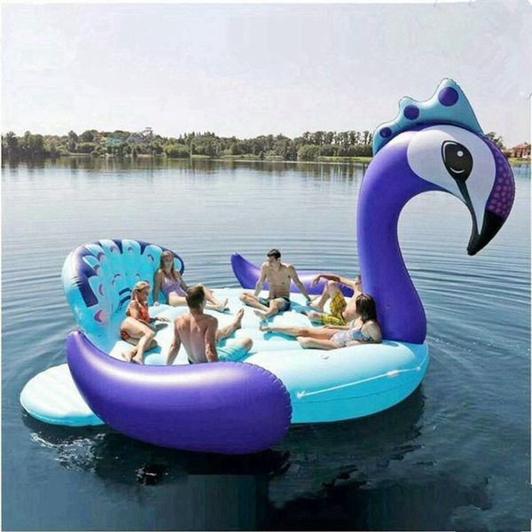 5M Piscina de natación Gigante inflable Unicornio Fiesta Isla de pájaros Barco de unicornio de gran tamaño Flotador de flamenco gigante Isla de flamencos para 6-8 personas R297o