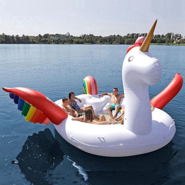 5M Swim Pool Gigante Inflable Unicorn Party Bird Island Gran tamaño unicornio barco gigante flamingo float Flamingo Island para 6-8 personas R317z