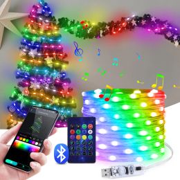 Guirlande lumineuse LED en fil de cuivre, 5M, USB, couleur de rêve, féerique, Bluetooth, décoration colorée pour la maison, arbre de noël, mariage