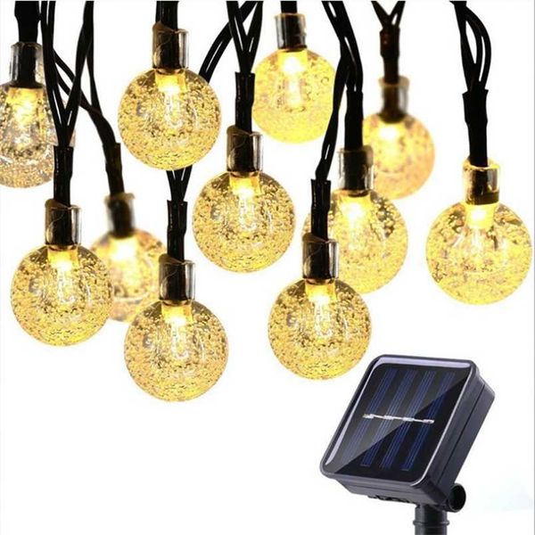 5M20LED Lampe Solaire Boule De Cristal LED Guirlande Lumineuse Flash Étanche Fée Guirlande Pour Jardin En Plein Air De Noël Décoration De Mariage 211104