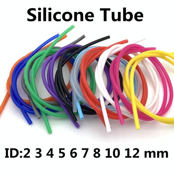 5 mètre ID 2 3 4 5 6 7 8 9 10 12 mm Silicone tube en caoutchouc flexible Alimentation Graxe Souffle Souffice Connecteur d'eau coloré