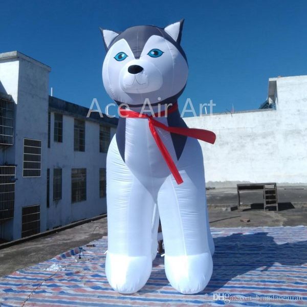5mh (16,5 pieds) avec du ventilateur beau modèle animal modèle géant gonflable sibérien husky pour décoration publicitaire en plein air offerte