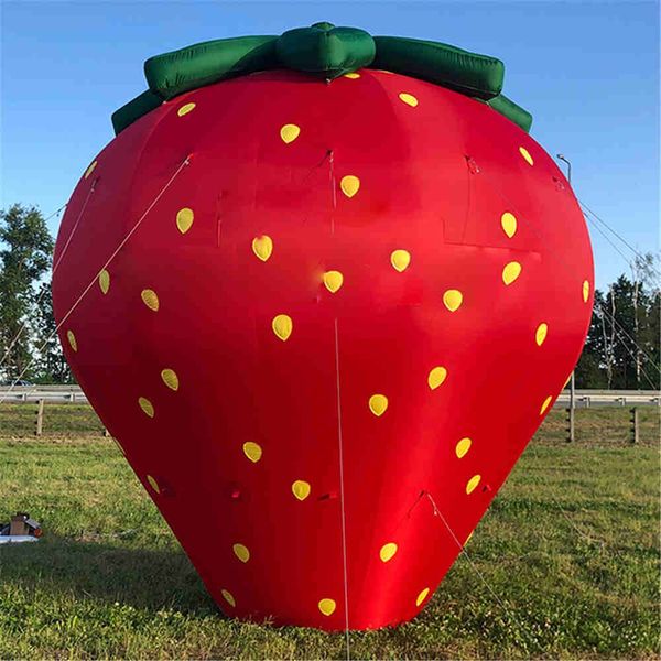 5mH (16,5 pieds) avec ventilateur Modèle de fruit personnalisé Jouet Gonflable Ballon publicitaire promotionnel aux fraises avec impression de base Oxford en solde