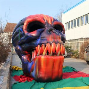 5mh (16,5 ft) met blower Outdoor Factory Prijs Hangende Halloween Decoratieve opblaasbare schedel met licht voor Halloween opblaasbare decoratie