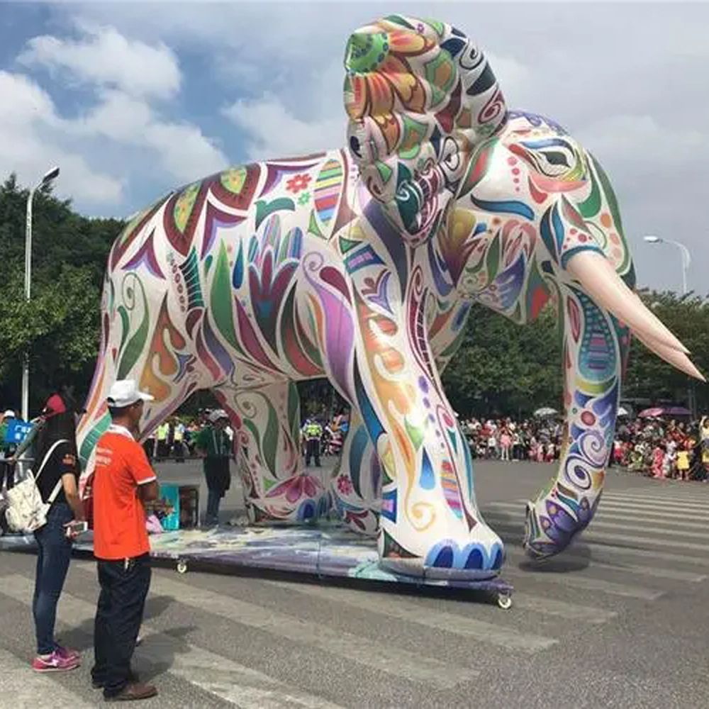 5mh (16.5ft) üfleyici toptan özel yapım LED şişme fil havalanma tarzı açık dekorasyon açık hava dekorasyonu renkli dev büyük hayvan balonu reklam için