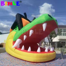 5mH (16.5ft) avec souffleur en gros bouche de crocodile gonflable animale multifonctionnelle, tunnel de tête d'alligator pour événement sportif ou cabine de DJ