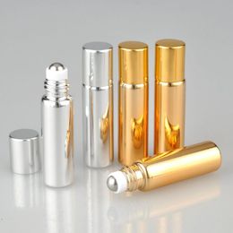 5 ml 016oz Lege luxe glas UV gecoate roll-on flesrol op container met roestvrijstalen rollerbal Essentiële olie-geur Perf Oujr