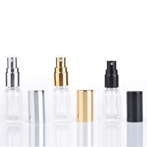 Atomizador de Perfume delgado de 5ML y 1/6Oz de largo, forma cuadrada, botellas de vidrio transparente rellenables vacías, pulverizadores de viaje