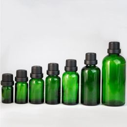 5ml-100ml 녹색 유리 Dropper 병 검은 모자 화장품 에센셜 오일 포장 병 E 주스 액체 대량 주식 Wqmvx