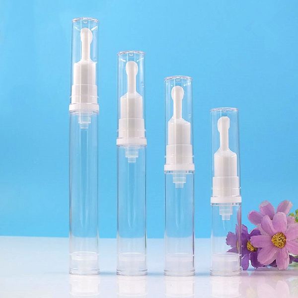 Flacon sous vide Transparent pour crème pour les yeux, 5ml/10ml/12ml/15ml, en plastique, pompe sans air, bouteille de crème pour les yeux, expédition rapide F3621