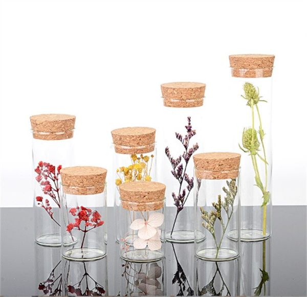 Mini frascos de vidrio de 5 ml, 10 ml, 12 ml, frascos in vitro con tapón de corcho, tubo de ensayo de vidrio, frascos de albañil transparentes, botellas 100 Uds JL1581