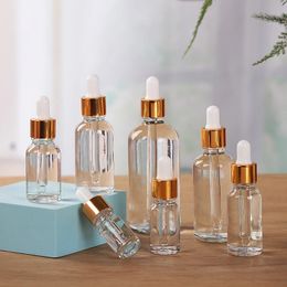Flacons compte-gouttes en verre transparent, distributeur de parfum vide, 5ml, 10ml, 15ml, 20ml, 30ml, 50ml, 100ml, 240226
