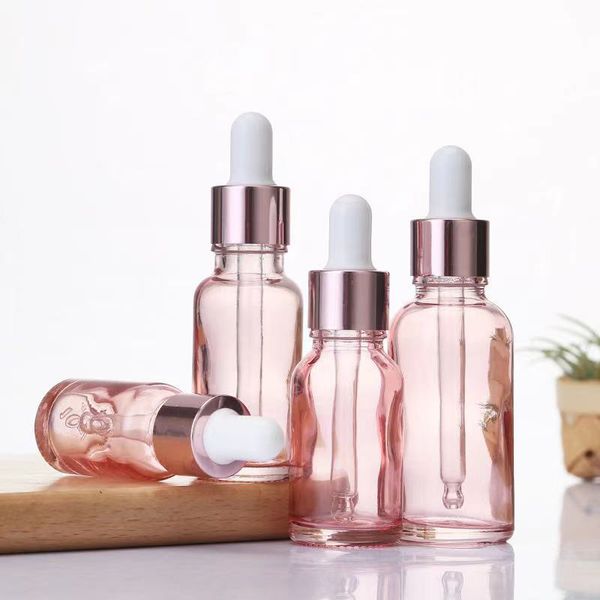 5 ml 10 ml 15 ml 20 ml Botellas vacías con cuentagotas de aceite esencial Melocotón Rosa Mini viales de vidrio Pequeña botella de perfume para tamaño de viaje BH5384 TYJ