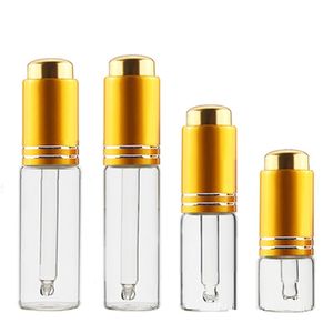 5ml 10ml 15ml 20ml Presse Pipetta Bottiglia Oro Argento Coperchio Vuoto Vetro Trasparente Olio Essenziale Contagocce Fiale Cosmetico contenitore riutilizzabile