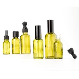 5ml 10ml 15ml 30ml 50ml 100ml Botella de perfume de vidrio transparente verde vacía Bomba de loción en aerosol Embalaje de viaje Recipientes recargables