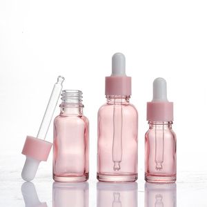 Flacon compte-gouttes en verre rose clair, flacon compte-gouttes pour sérum, huile essentielle, parfum, avec pipette de réactif, 5ml, 10ml, 20ml, 30ml, 50ml, 100ml