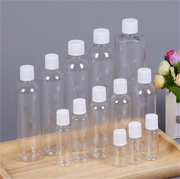 5ml 10ml 20ml 30ml 50ml 60ml 80ml 100ml 120ml 150ml Botellas de plástico PET Botella transparente con tapón de rosca Envases vacíos recargables